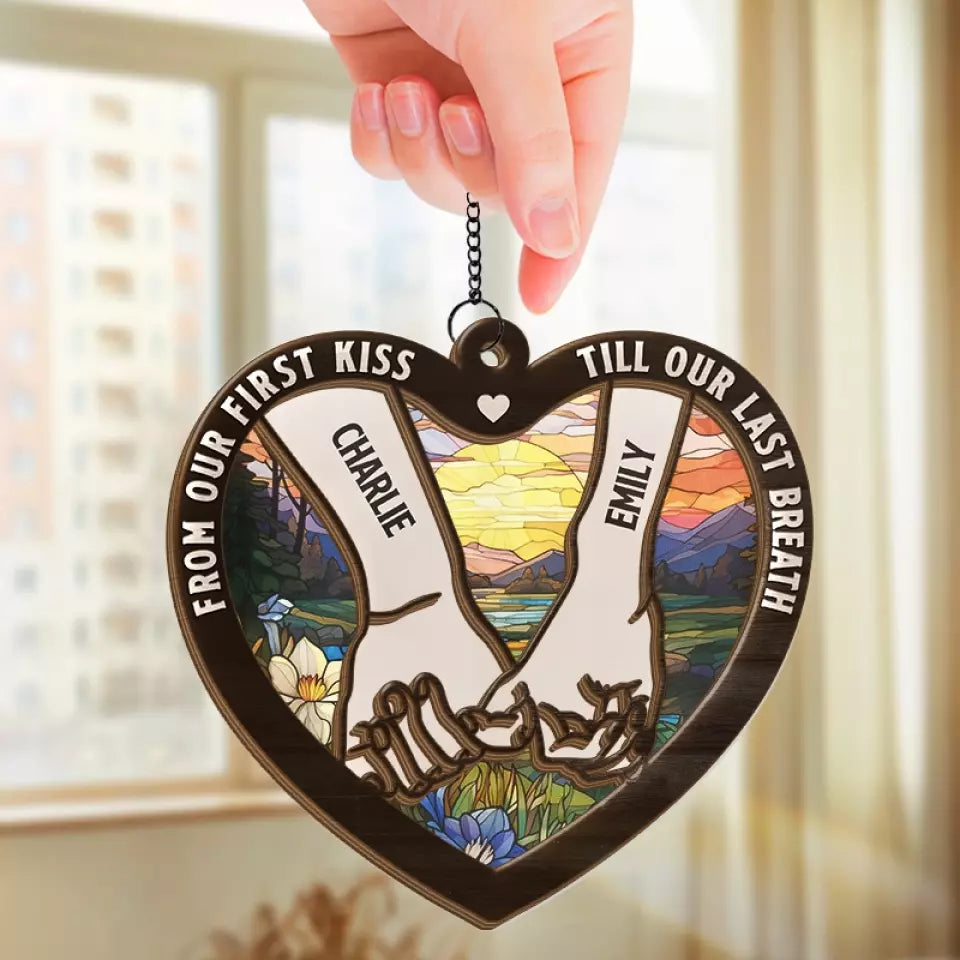 Un amour éternel, du début à la fin – Attrape-soleil personnalisé pour fenêtre – Cadeau pour mari et femme, anniversaire