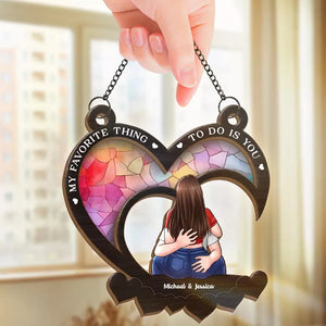 Couples That Laugh Together, Last Together - Couple Personalized Window Hanging Suncatcher - Gift For Husband Wife, Anniversary