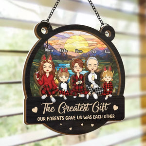 La magie de Noël, c'est la famille ! Attrape-soleil personnalisé à suspendre à la fenêtre ! Cadeau de Noël pour les membres de la famille