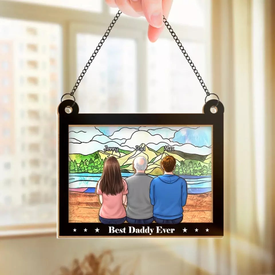 Pour moi, tu es le monde - Attrape-soleil personnalisé à suspendre pour fenêtre - Fête des pères, cadeau pour papa, grand-père