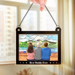 Pour moi, tu es le monde - Attrape-soleil personnalisé à suspendre pour fenêtre - Fête des pères, cadeau pour papa, grand-père