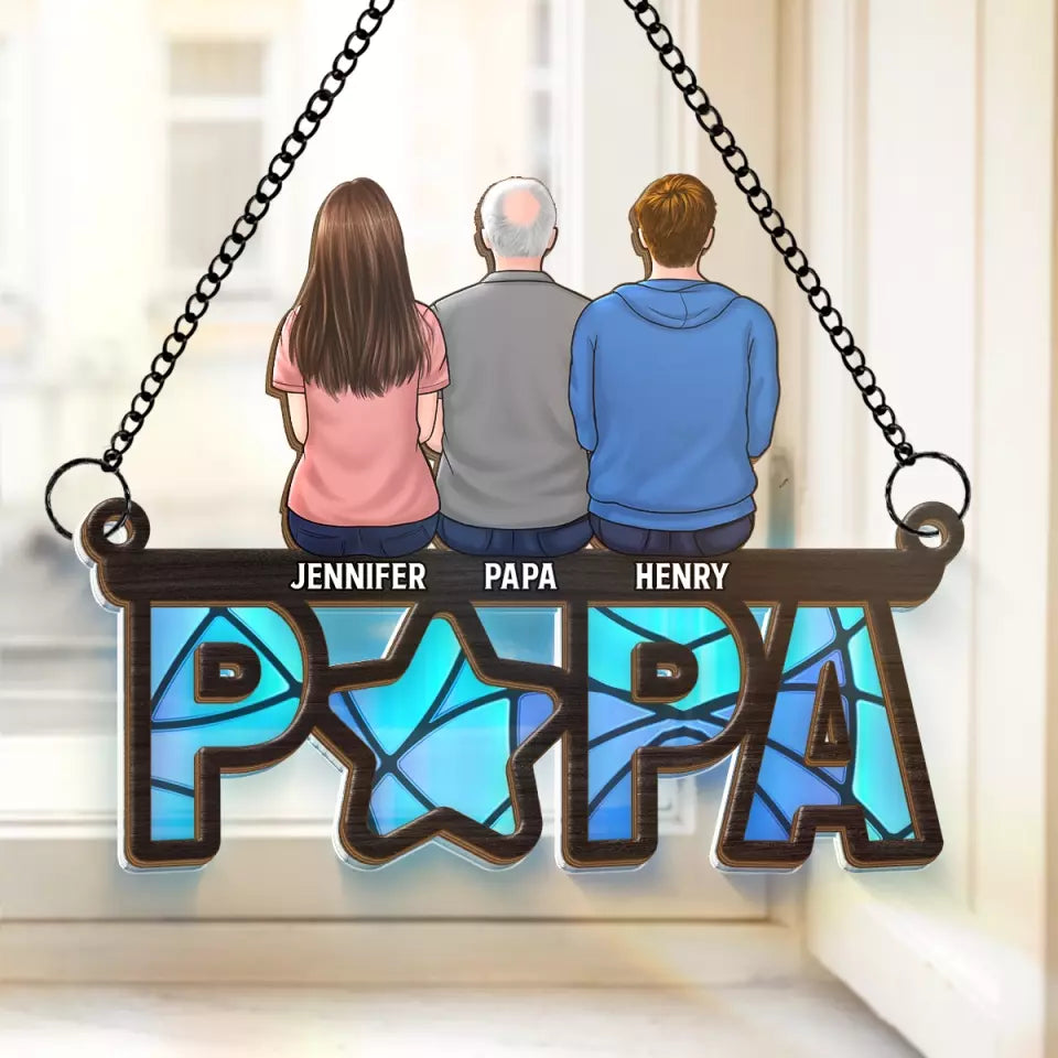 Papa, tu as toujours été mon héros - Attrape-soleil personnalisé à suspendre à la fenêtre - Fête des pères, cadeau pour papa, grand-père