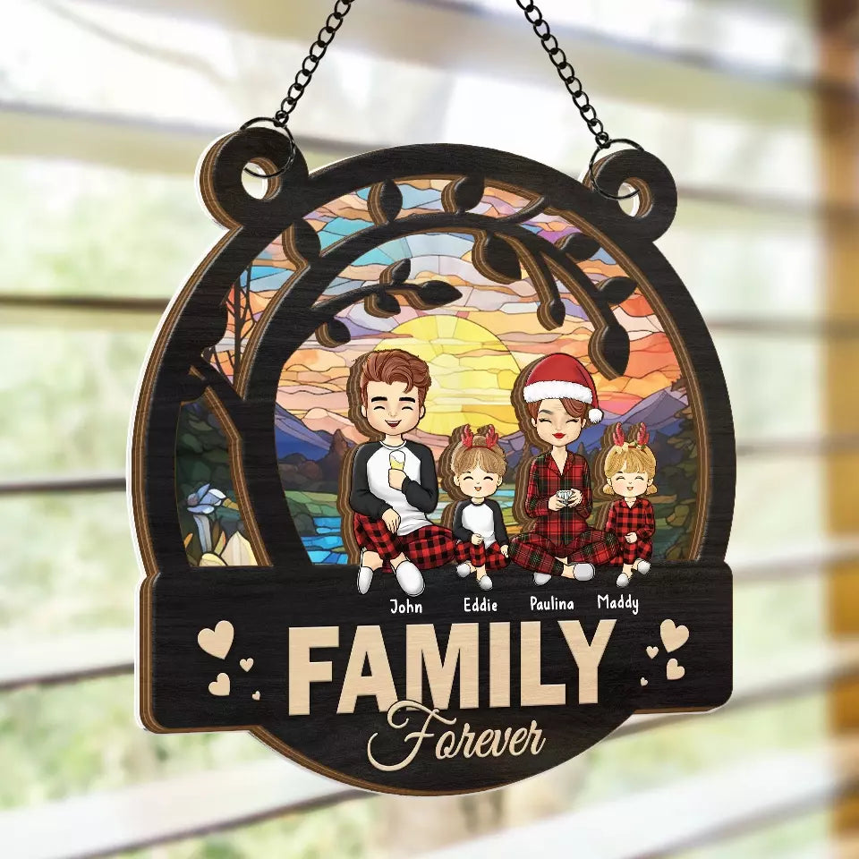 This Is Us - Family Personalized Window Hanging Suncatcher - Christmas Gift For Family Members