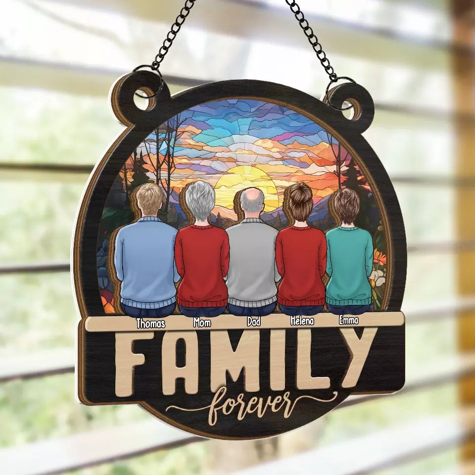 Les câlins en famille illuminent la vie - Attrape-soleil personnalisé à suspendre à la fenêtre - Cadeau pour les membres de la famille