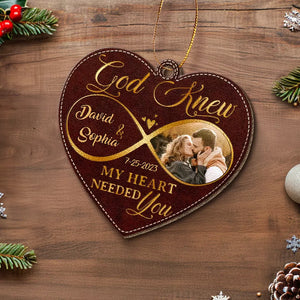 Photo personnalisée avec vous, la vie est paradisiaque - Ornement en cuir personnalisé pour couple - Cadeau de Noël pour mari et femme, anniversaire