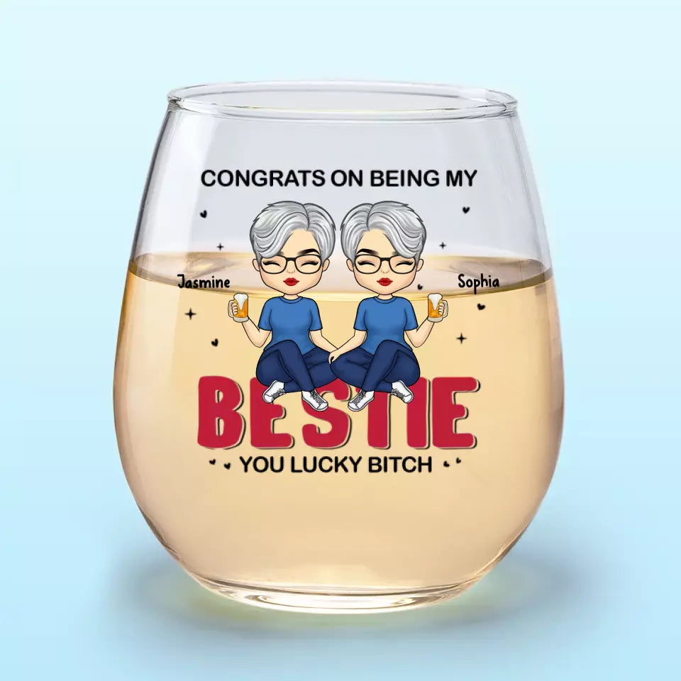 Félicitations pour être devenue ma sœur - Verre à vin personnalisé Bestie - Cadeau pour meilleures amies, meilleures amies, sœurs