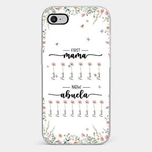Première maman, maintenant grand-mère - Coque de téléphone transparente personnalisée pour la famille - Cadeau pour maman et grand-mère