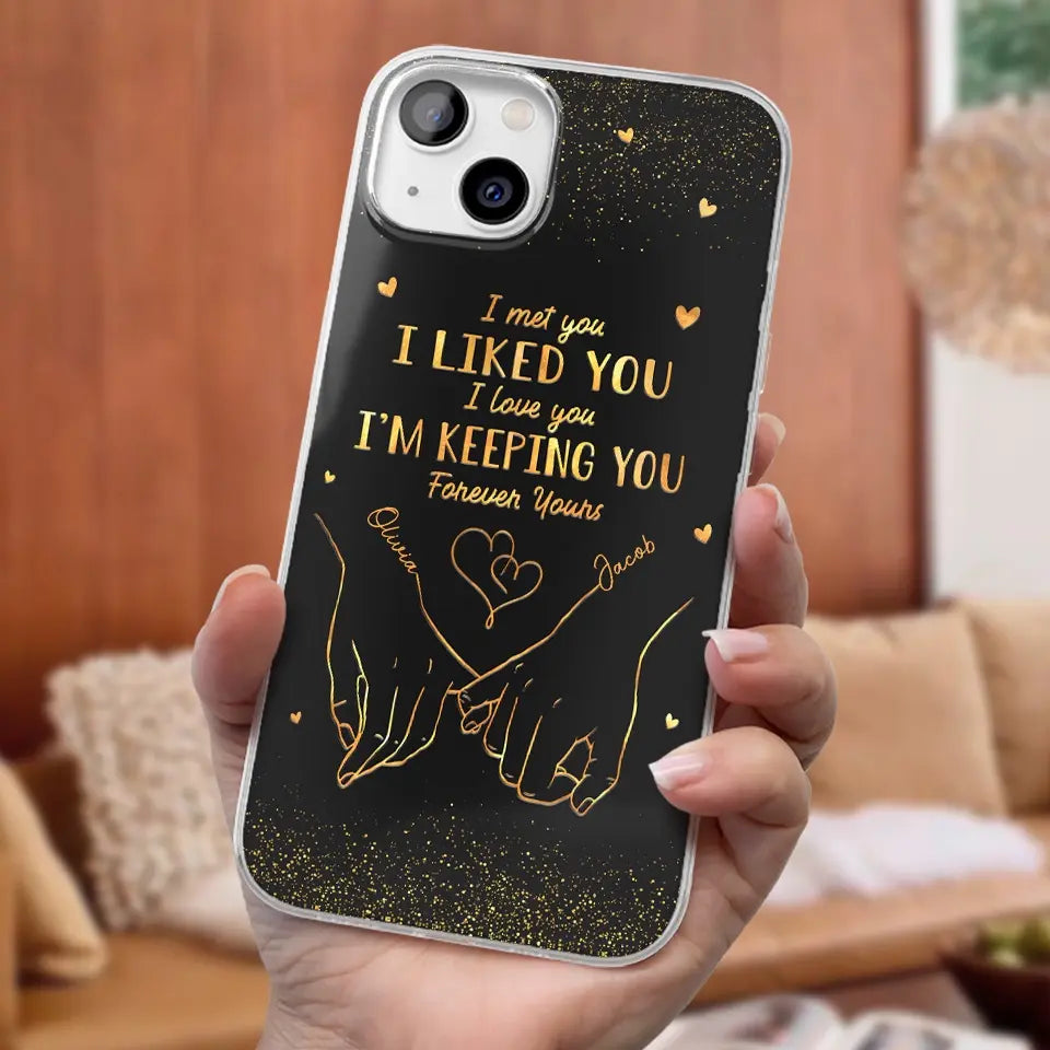 Votre main s'intègre parfaitement à la mienne - Coque de téléphone transparente personnalisée pour couple - Cadeau pour mari et femme, anniversaire