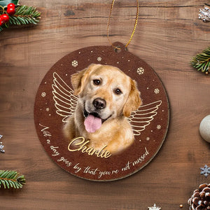 Photo personnalisée « Tu me manques à chaque battement de cœur » - Ornement commémoratif en cuir personnalisé - Cadeau de Noël, cadeau de condoléances pour les propriétaires d'animaux et les amoureux des animaux