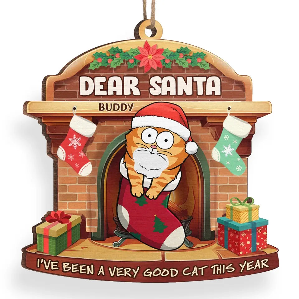 Joyeux Noël à tous les poils ! Ornement personnalisé en forme de chat ! Cadeau de Noël pour les propriétaires et les amoureux des animaux.