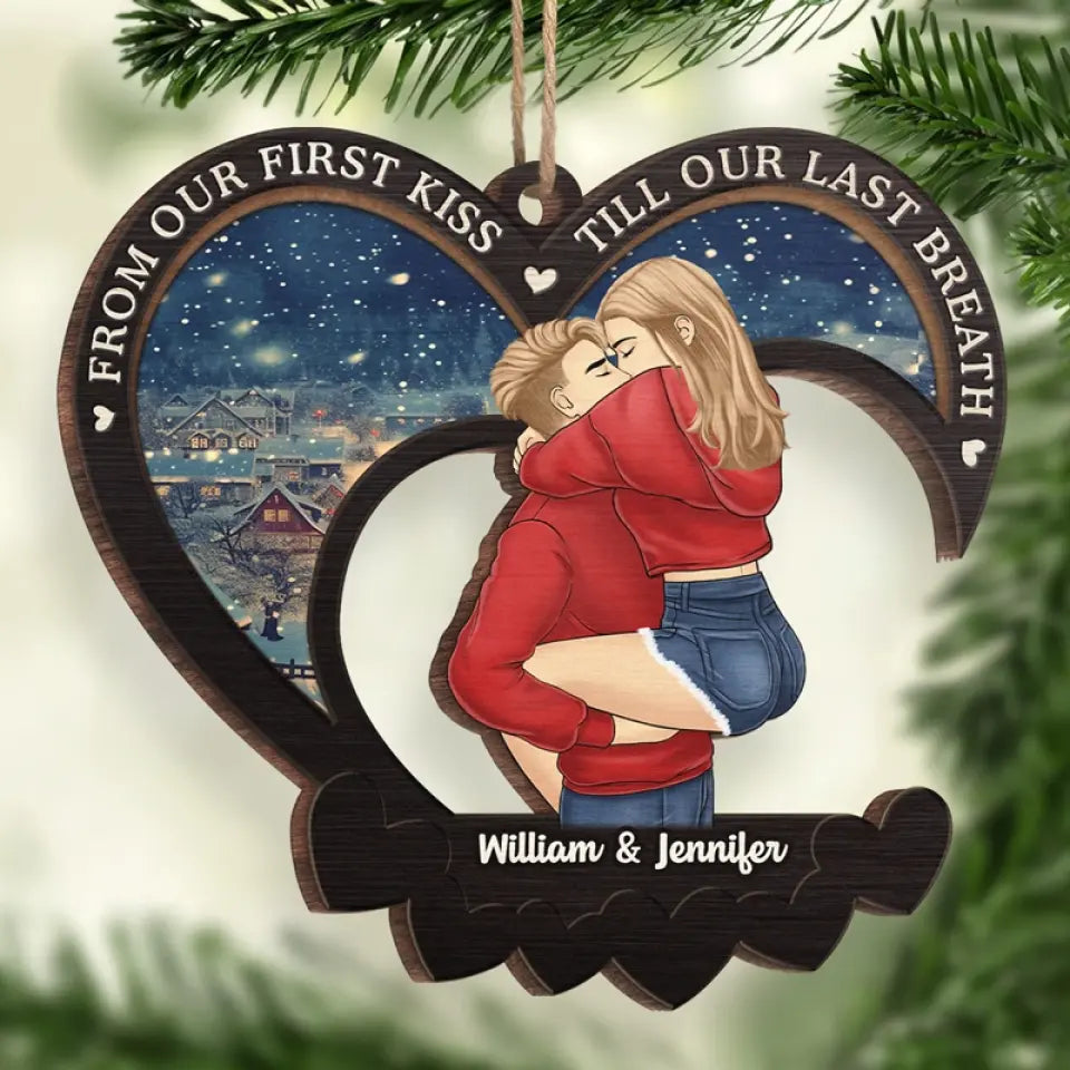 Embrasse-moi comme si c'était la dernière fois - Ornement personnalisé pour couple - Forme en bois personnalisée - Cadeau de Noël pour mari et femme, anniversaire