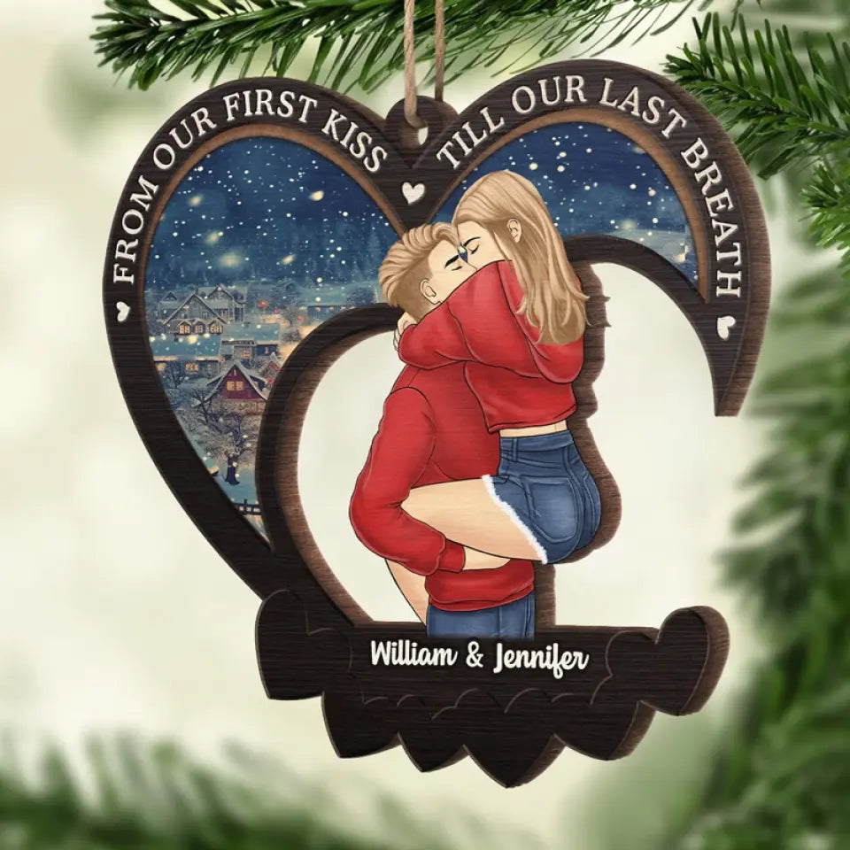 Embrasse-moi comme si c'était la dernière fois - Ornement personnalisé pour couple - Forme en bois personnalisée - Cadeau de Noël pour mari et femme, anniversaire