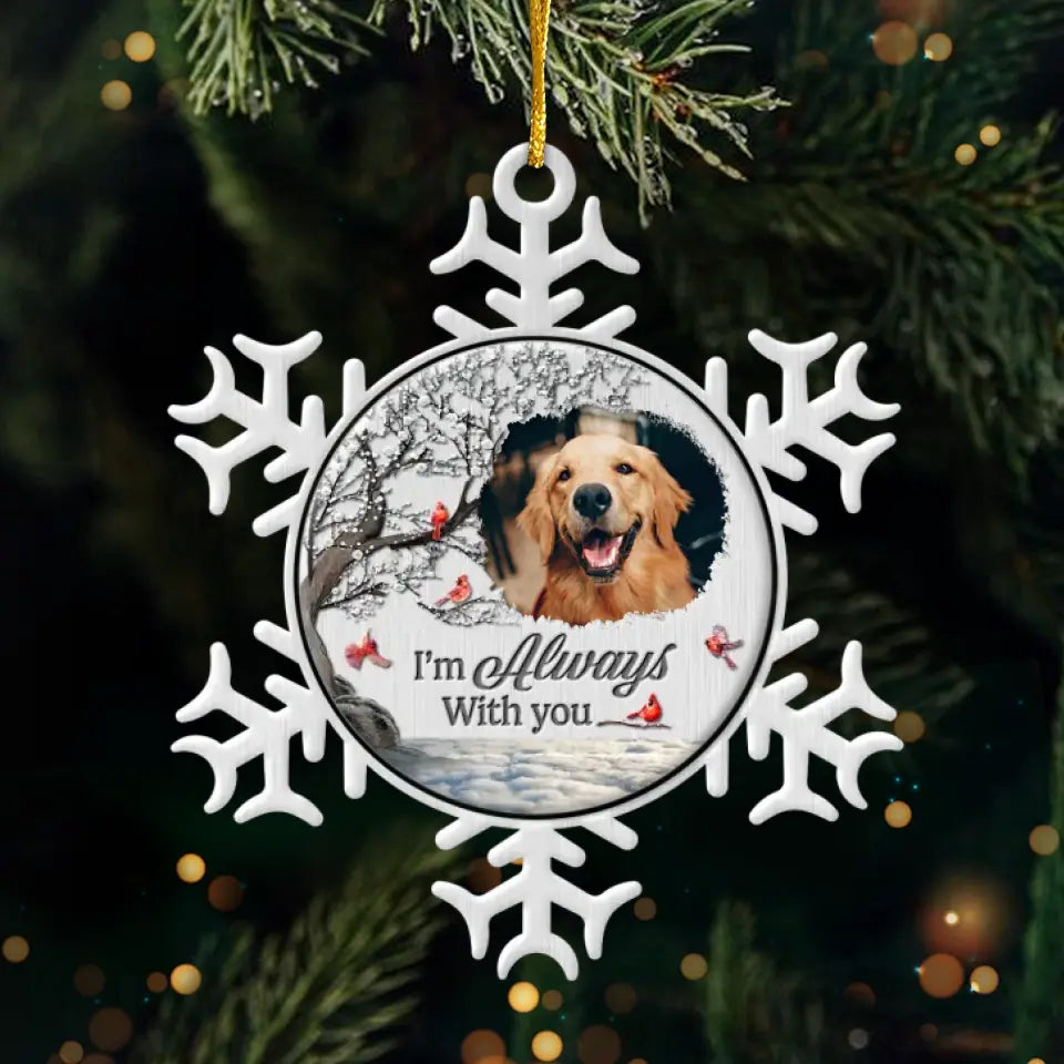 Photo personnalisée : la mort met fin à une vie, pas à une relation - Ornement commémoratif personnalisé - Forme personnalisée en métal - Cadeau de condoléances, cadeau de Noël pour propriétaires d'animaux et amoureux des animaux