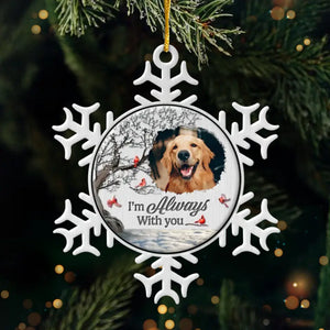 Photo personnalisée : la mort met fin à une vie, pas à une relation - Ornement commémoratif personnalisé - Forme personnalisée en métal - Cadeau de condoléances, cadeau de Noël pour propriétaires d'animaux et amoureux des animaux