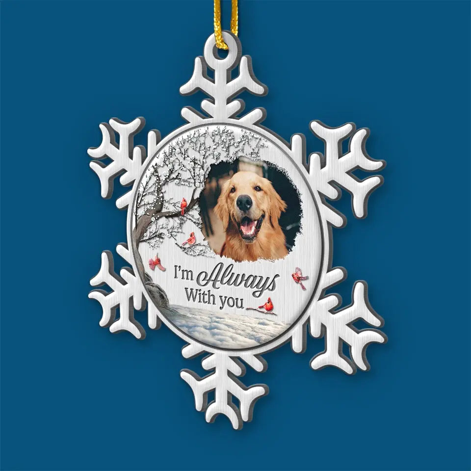 Photo personnalisée : la mort met fin à une vie, pas à une relation - Ornement commémoratif personnalisé - Forme personnalisée en métal - Cadeau de condoléances, cadeau de Noël pour propriétaires d'animaux et amoureux des animaux