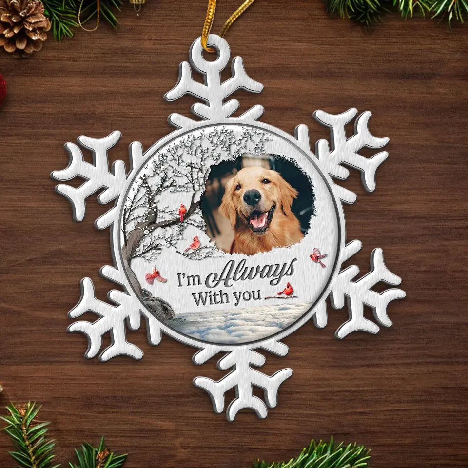 Photo personnalisée : la mort met fin à une vie, pas à une relation - Ornement commémoratif personnalisé - Forme personnalisée en métal - Cadeau de condoléances, cadeau de Noël pour propriétaires d'animaux et amoureux des animaux
