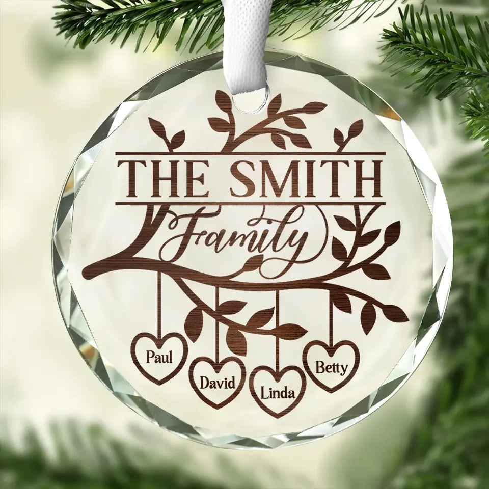 L'amour se développe mieux dans le jardin familial - Décoration de Noël personnalisée en verre avec cercle - Cadeau pour les membres de la famille