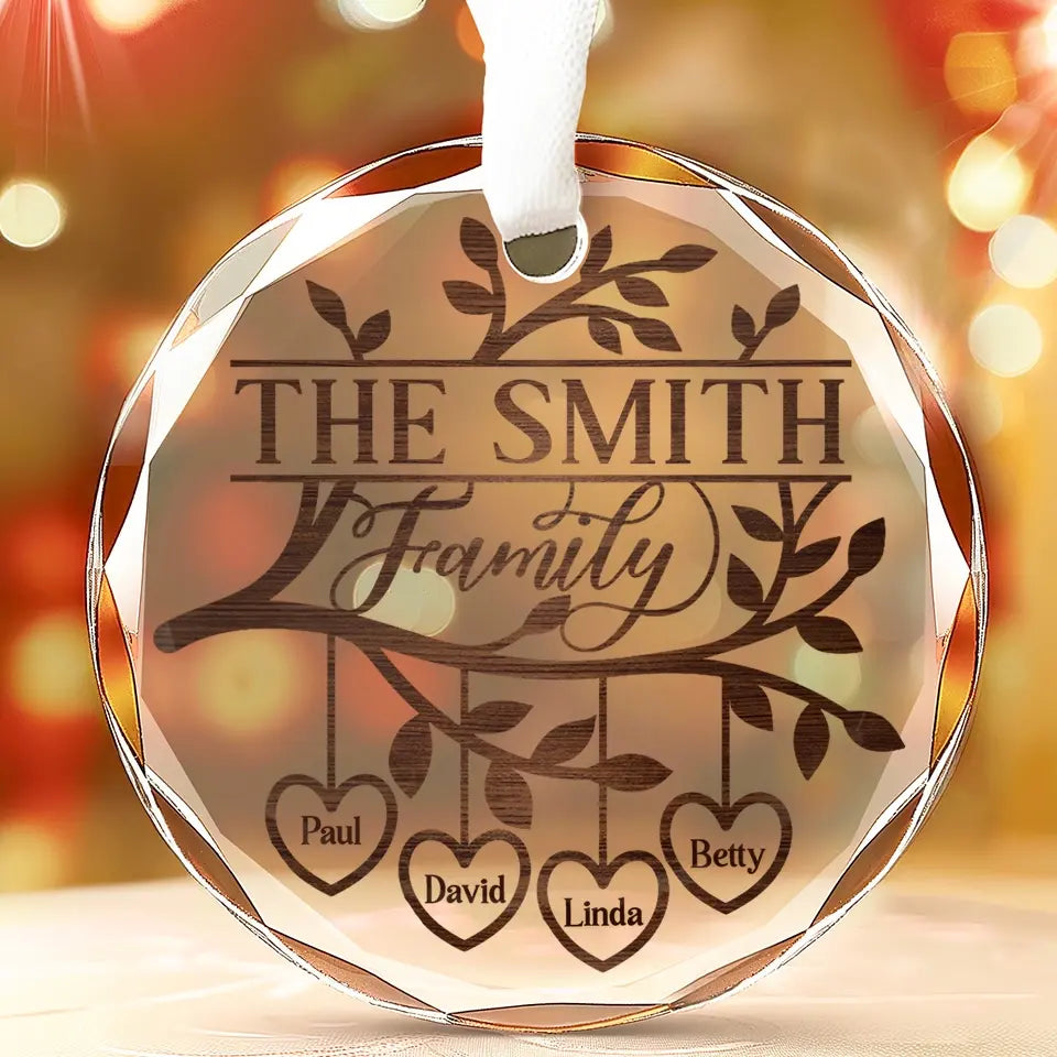 L'amour se développe mieux dans le jardin familial - Décoration de Noël personnalisée en verre avec cercle - Cadeau pour les membres de la famille
