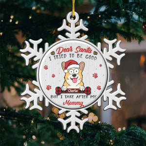 Dear Santa I Tried To Be Good - Dog & Cat Personalized Custom Ornament - Metal Custom Shaped - Christmas Gift For Pet Owners, Pet Lovers