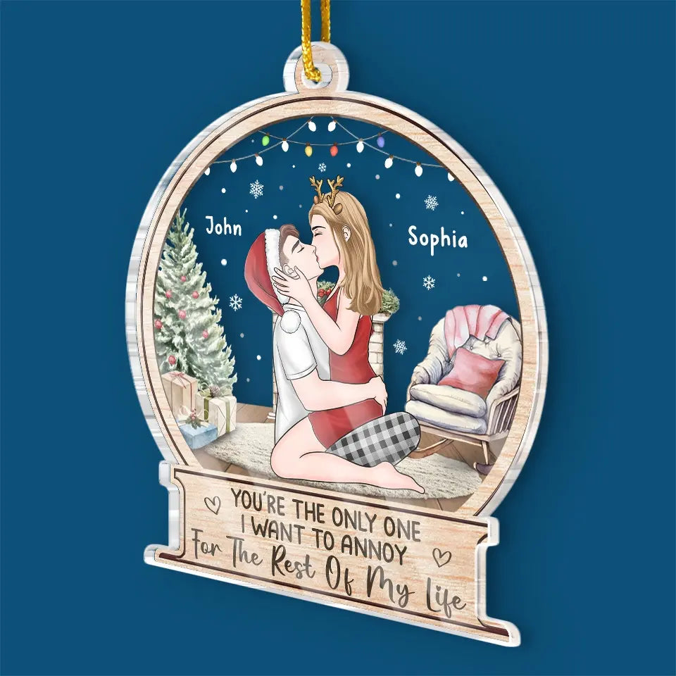 Un baiser de toi et tout ira bien - Ornement personnalisé pour couple - Forme personnalisée en acrylique - Cadeau de Noël pour mari et femme, anniversaire