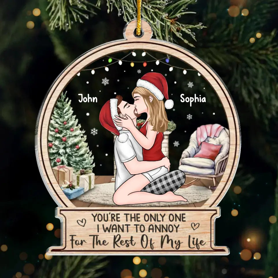 Un baiser de toi et tout ira bien - Ornement personnalisé pour couple - Forme personnalisée en acrylique - Cadeau de Noël pour mari et femme, anniversaire