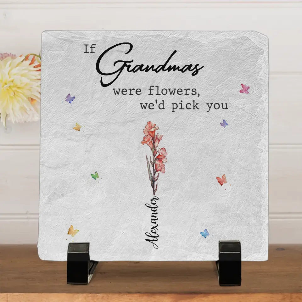 Un cadeau attentionné peut égayer la journée de grand-mère et lui montrer à quel point nous nous soucions d'elle - Pierre carrée personnalisée avec support - Cadeau pour maman et grand-mère