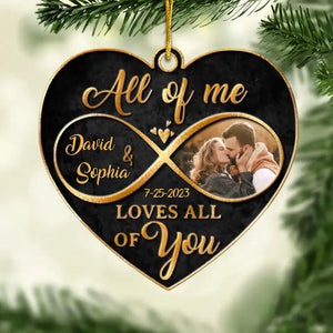 Photo personnalisée L'amour est la beauté de l'âme - Ornement personnalisé pour couple - Forme personnalisée en métal - Cadeau de Noël pour mari et femme, anniversaire