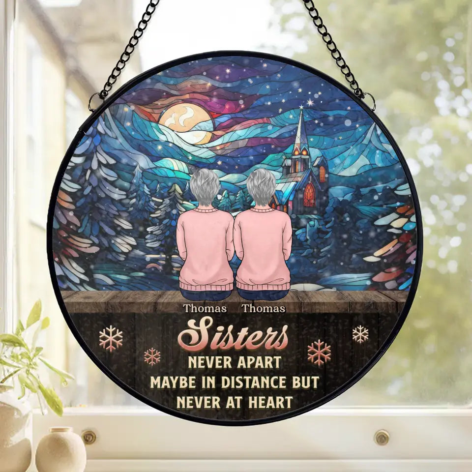 Une joie partagée est une joie doublée - Attrape-soleil personnalisé pour vitrail familial - Cadeau de Noël pour frères et sœurs