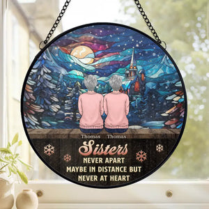 Une joie partagée est une joie doublée - Attrape-soleil personnalisé pour vitrail familial - Cadeau de Noël pour frères et sœurs