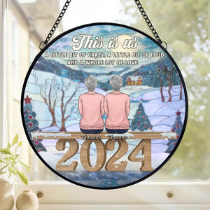 Beaucoup d'amour - Attrape-soleil personnalisé à suspendre pour vitrail familial - Cadeau de Noël pour les membres de la famille