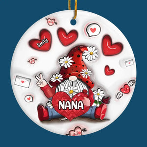 L'amour de grand-mère est le plus doux des cadeaux - Ornement personnalisé en 3D avec effet gonflé - Forme ronde en céramique - Cadeau de Noël pour maman et grand-mère