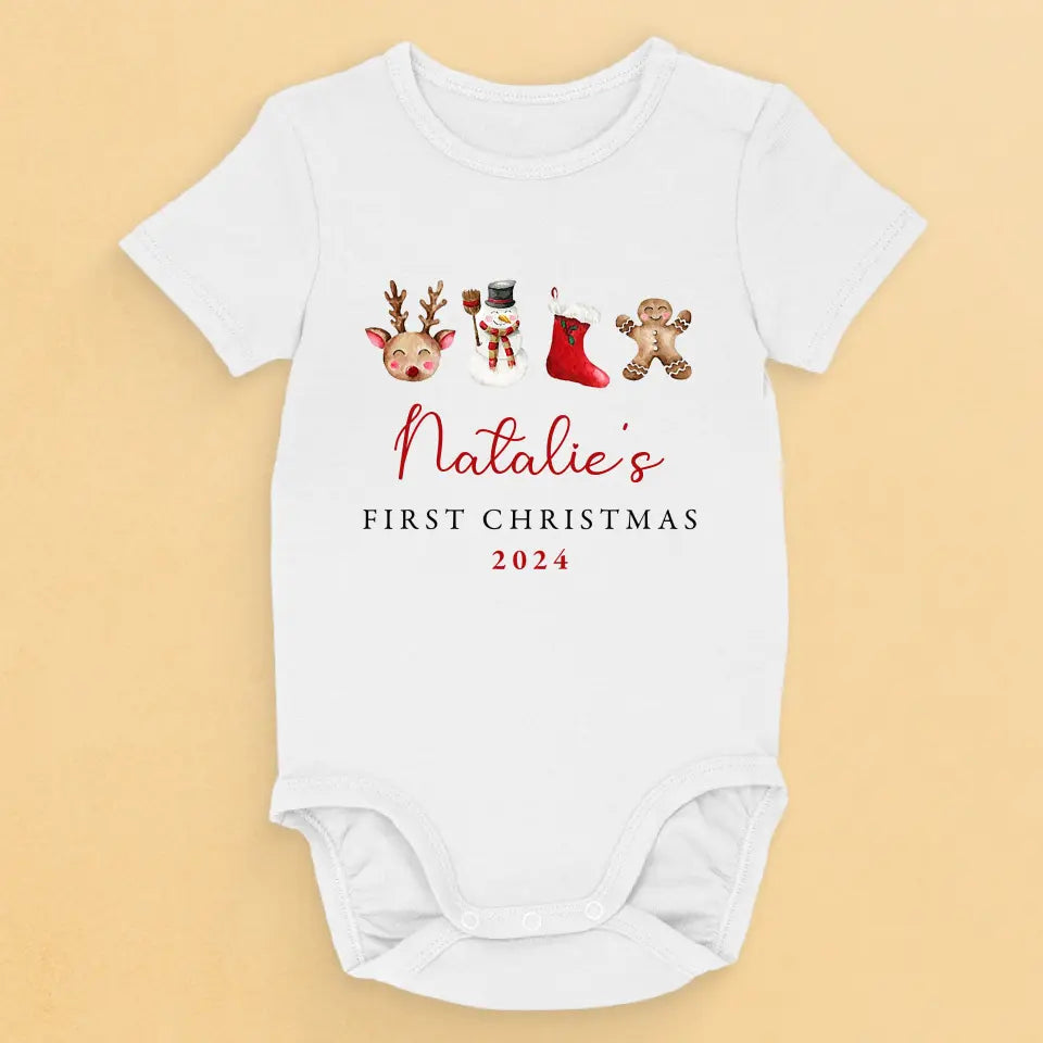 Célébrer le premier Noël de bébé - Body bébé personnalisé en famille - Cadeau de Noël pour bébé, enfant et nouveau-né