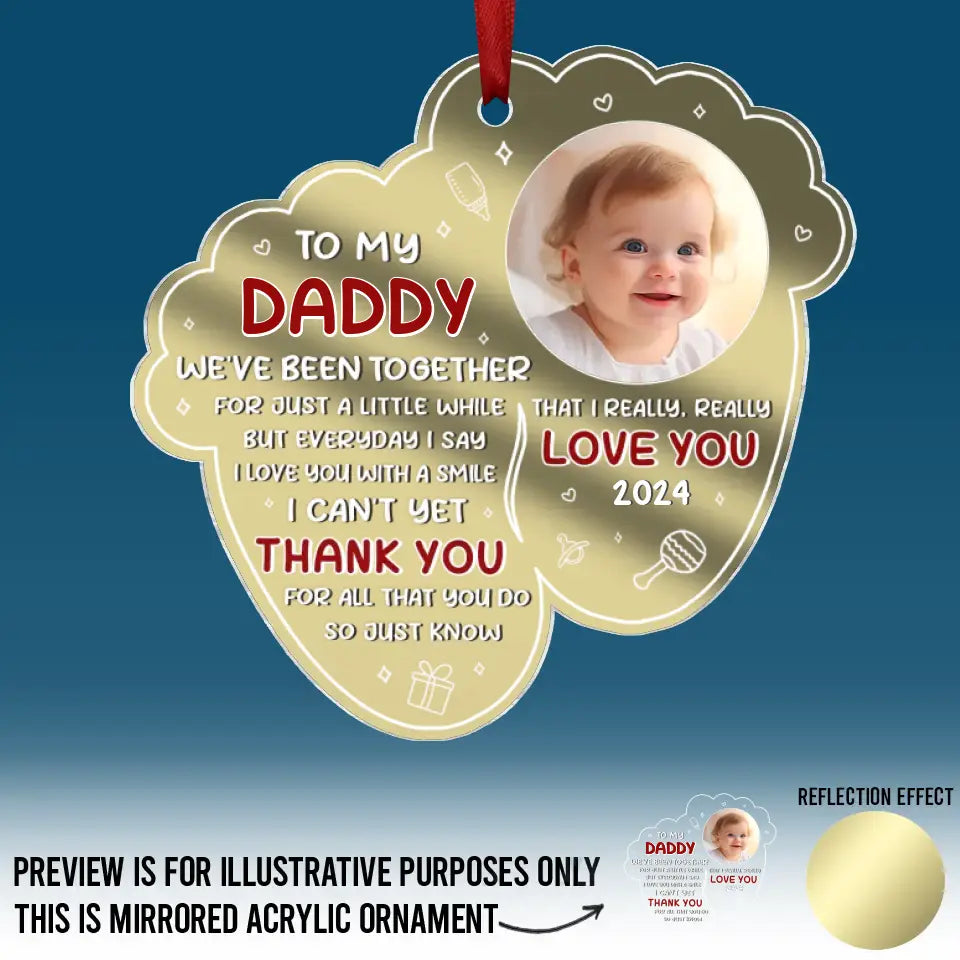 Photo personnalisée Merci pour tout ce que vous faites - Ornement personnalisé en acrylique miroir personnalisé pour la famille - Cadeau de Noël pour bébé, enfant, nouveau-né