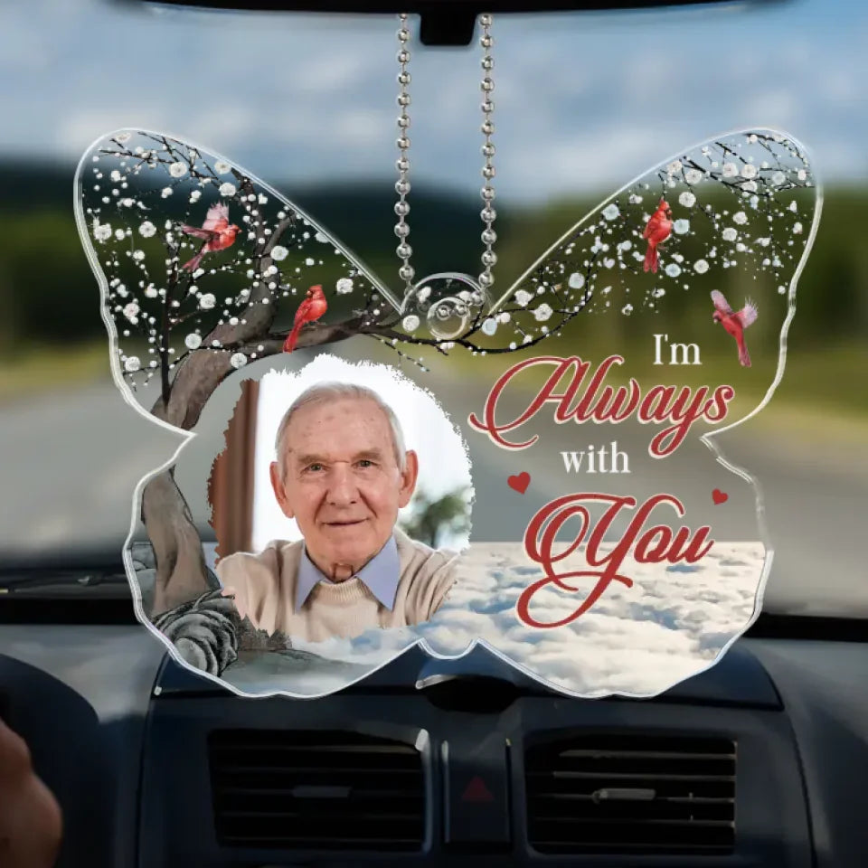 Photo personnalisée « Je sais que je ne conduis jamais seul » - Ornement de voiture personnalisé commémoratif - Forme personnalisée en acrylique - Nouveauté, cadeau de condoléances pour les membres de la famille AMZ