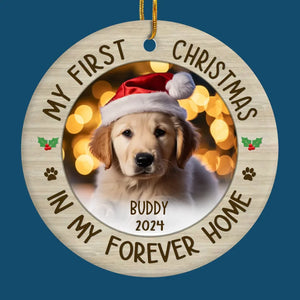 Photo personnalisée : chaque jour est plus lumineux avec un animal de compagnie autour du sapin - Ornement personnalisé pour chien et chat - Forme ronde en céramique - Cadeau de Noël pour les propriétaires et les amoureux des animaux