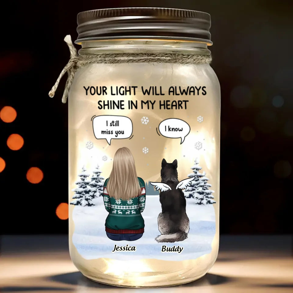 Vos ronronnements résonnent dans mes souvenirs - Lampe commémorative personnalisée en pot Mason - Cadeau de condoléances pour les membres de la famille, les propriétaires d'animaux et les amoureux des animaux