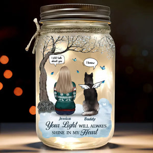 Des souvenirs inoubliables - Lampe commémorative personnalisée en pot Mason - Cadeau de condoléances pour les membres de la famille, les propriétaires d'animaux et les amoureux des animaux