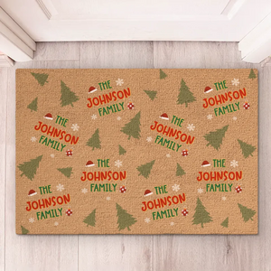 La famille illumine les fêtes - Tapis décoratif personnalisé pour la maison - Cadeau de Noël pour les membres de la famille
