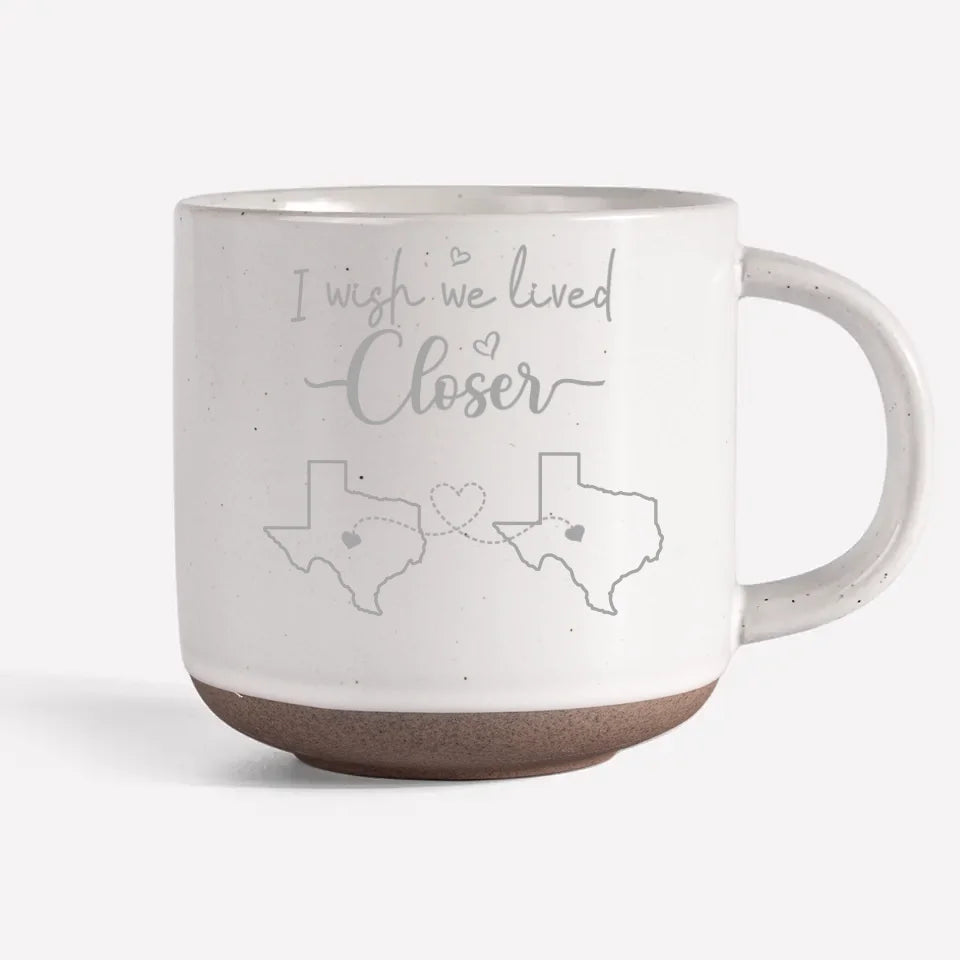 No Name - J'aimerais que nous vivions plus près - Mug en poterie personnalisé pour meilleure amie AMZ - Nouveauté, cadeau pour meilleures amies, meilleures amies, sœurs