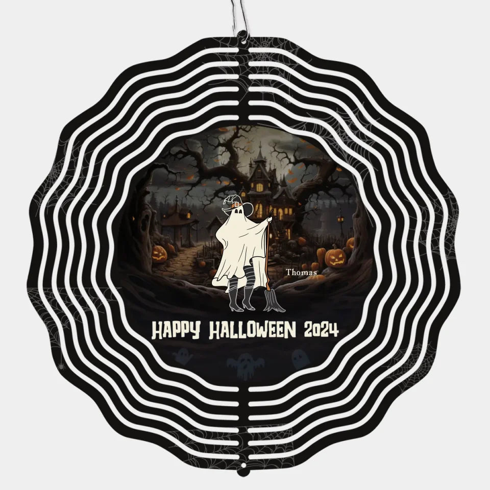 Fantômes et gobelins s'amusent à Halloween ! Moulin à vent personnalisé pour toute la famille ! Cadeau d'Halloween pour toute la famille