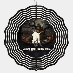 Fantômes et gobelins s'amusent à Halloween ! Moulin à vent personnalisé pour toute la famille ! Cadeau d'Halloween pour toute la famille