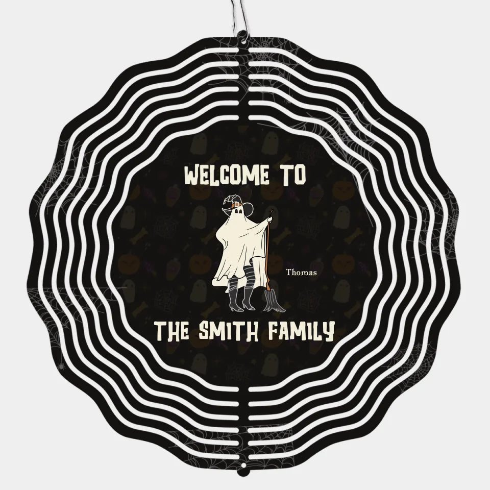 Bienvenue, chers mortels ! Moulin à vent personnalisé pour toute la famille ! Cadeau d'Halloween pour les membres de la famille