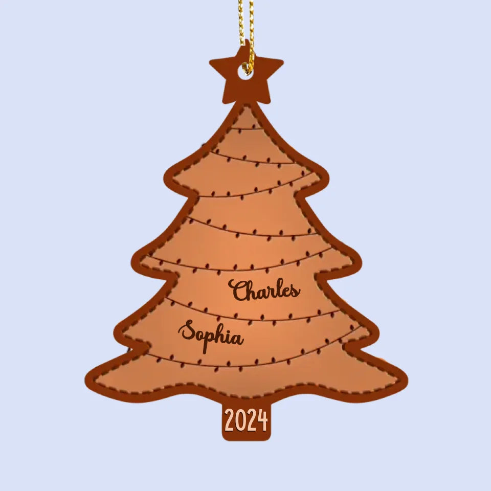 La famille transforme les moments de Noël en souvenirs - Décoration de Noël personnalisée en cuir - Cadeau de Noël pour les membres de la famille