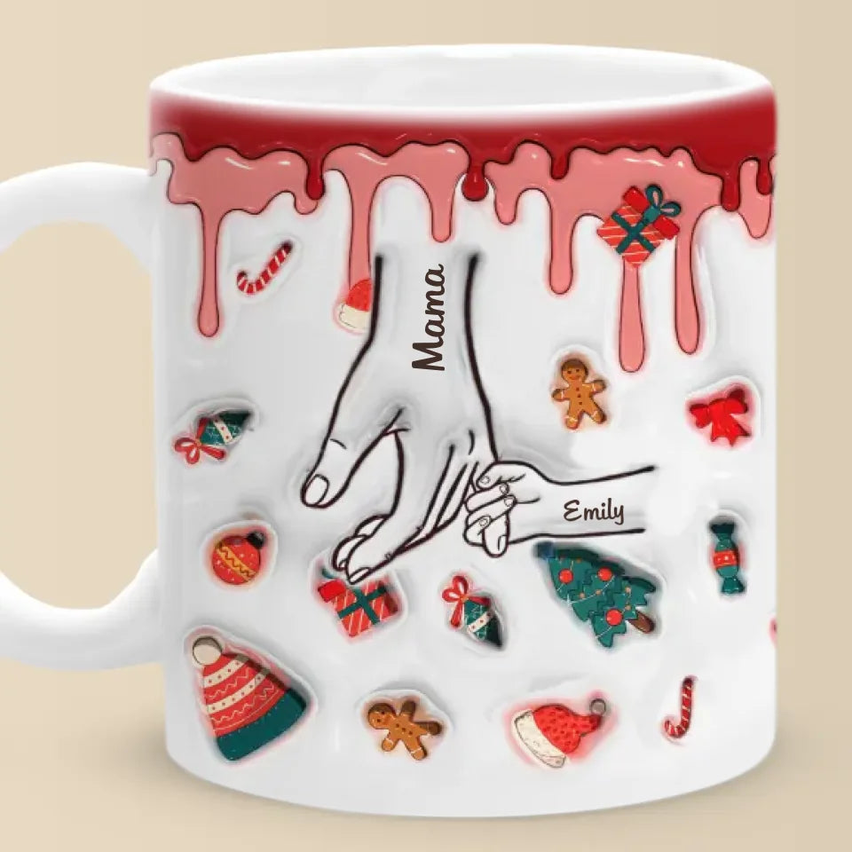 Une façon réfléchie d'égayer ses matins chaque jour - Mug personnalisé imprimé effet gonflé 3D pour la famille - Cadeau de Noël pour maman, grand-mère