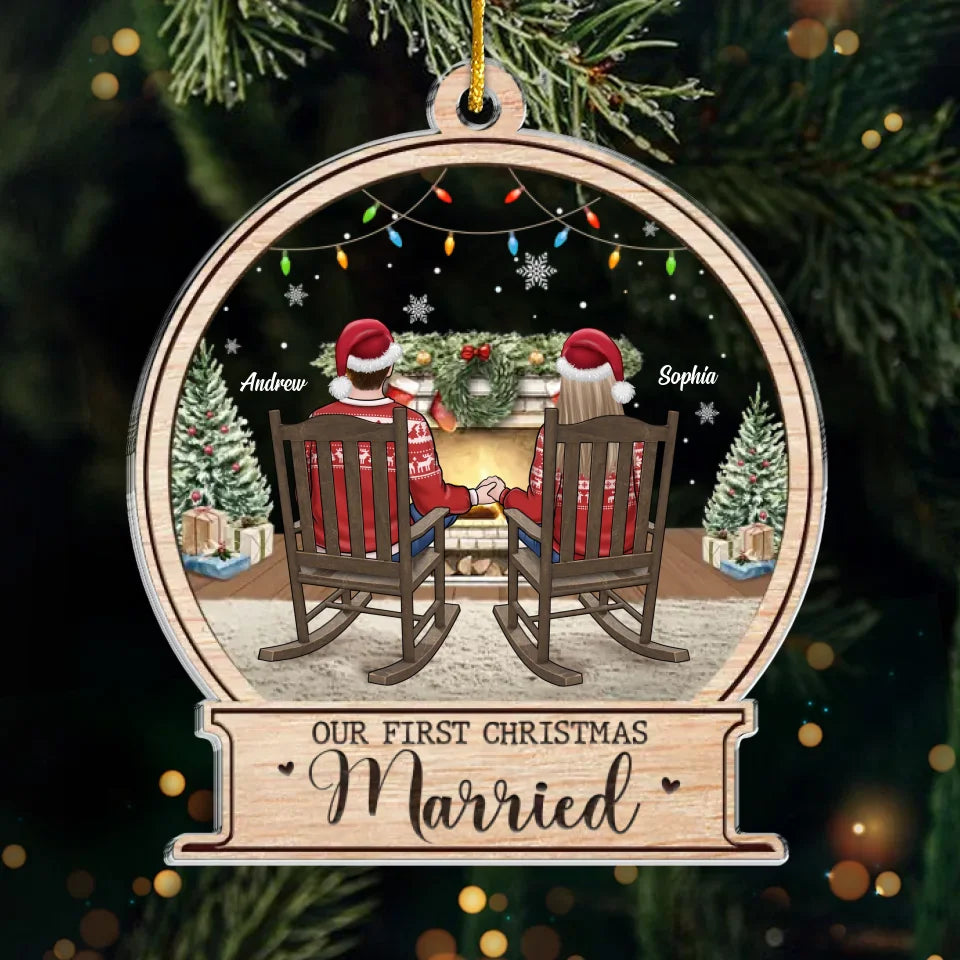 Notre premier décembre inoubliable - Ornement personnalisé pour couple - Forme personnalisée en acrylique - Cadeau de Noël pour mari et femme, anniversaire, premier Noël