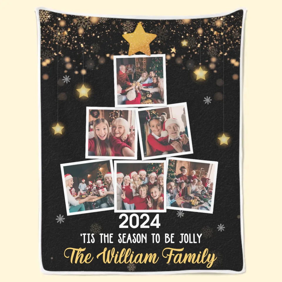 Couverture personnalisée avec photo : « Être en famille est la meilleure partie de Noël » – Couverture personnalisée pour la famille – Cadeau de Noël pour les membres de la famille