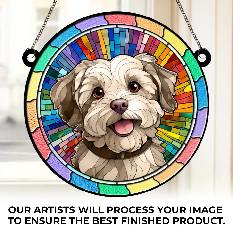 Photo personnalisée, aimée pour toujours, jamais oubliée - Ornement attrape-soleil personnalisé à suspendre à une fenêtre - Cadeau de condoléances pour les propriétaires et les amoureux des animaux