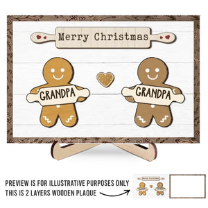 Biscuits de Noël et cœurs joyeux - Plaque en bois personnalisée à 2 couches avec support - Cadeau de Noël pour les membres de la famille