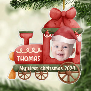 Photo personnalisée Petits sourires illuminent chaque instant festif - Ornement personnalisé familial personnalisé - Forme personnalisée en acrylique - Cadeau de Noël pour bébé, enfant, nouveau-né, premier Noël