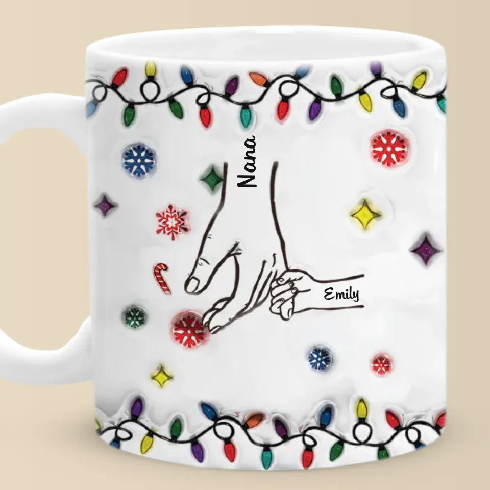 Noël est le jour qui rassemble tous les moments - Mug personnalisé à effet gonflé 3D pour la famille - Cadeau de Noël pour maman, grand-mère